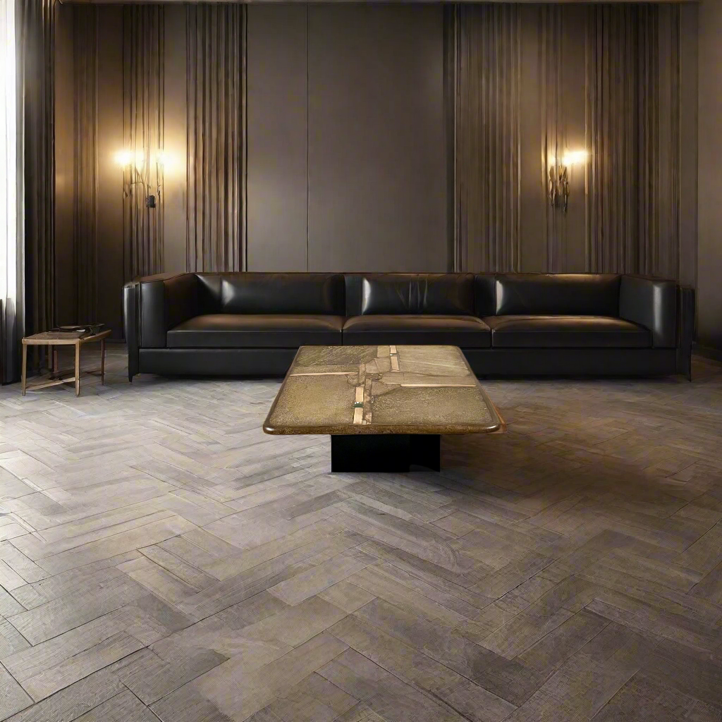 Brutalistischer rechteckiger Couchtisch aus Ammonitenstein im Schieferstil, Paul Kingma, Niederlande, 1996