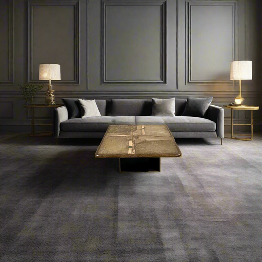 Brutalistischer rechteckiger Couchtisch aus Ammonitenstein im Schieferstil, Paul Kingma, Niederlande, 1996