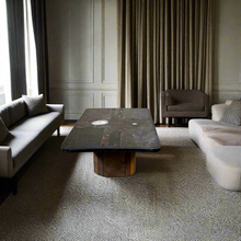 Load image into Gallery viewer, Brutalist Rectangular Slate Stone Brass Coffee Table by Studio Stam 1990
