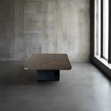 Load image into Gallery viewer, Brutalist Square Slate Stone Brown Agate Coffee Table by Paul Kingma 1990
