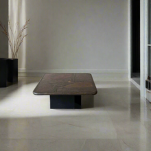 Load image into Gallery viewer, Brutalist Square Slate Stone Brown Agate Coffee Table by Paul Kingma 1990
