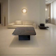 Load image into Gallery viewer, Brutalist Square Slate Stone Brown Agate Coffee Table by Paul Kingma 1990
