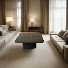Load image into Gallery viewer, Brutalist Square Slate Stone Brown Agate Coffee Table by Paul Kingma 1990

