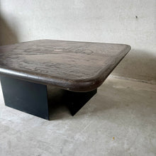 Load image into Gallery viewer, Brutalist Square Slate Stone Brown Agate Coffee Table by Paul Kingma 1990
