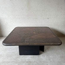 Load image into Gallery viewer, Brutalist Square Slate Stone Brown Agate Coffee Table by Paul Kingma 1990
