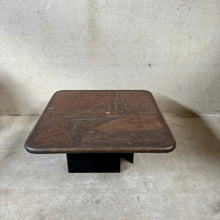 Load image into Gallery viewer, Brutalist Square Slate Stone Brown Agate Coffee Table by Paul Kingma 1990
