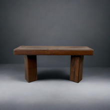 Load image into Gallery viewer, Brutalist Rustic Solid Oak Beam Bench, France 1950
