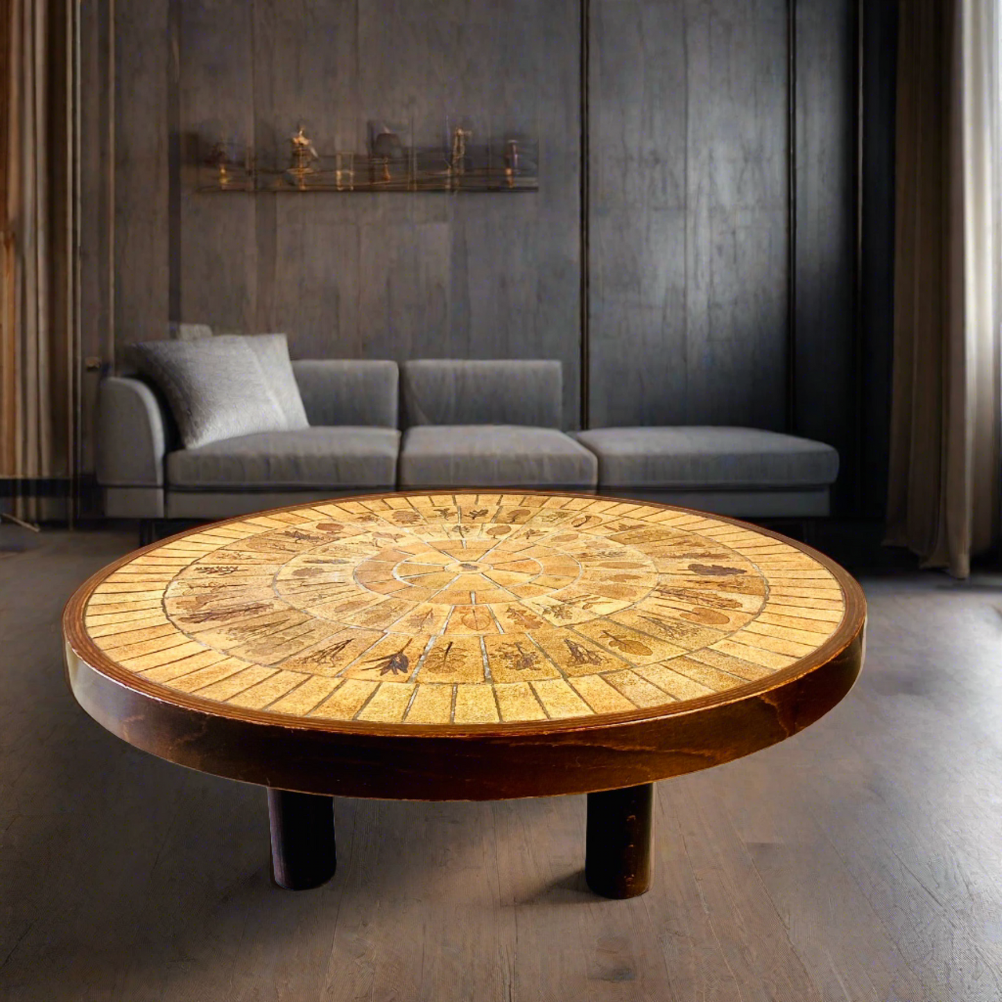 Runder, brutalistischer Keramik-Couchtisch von Roger Capron, Frankreich 1960