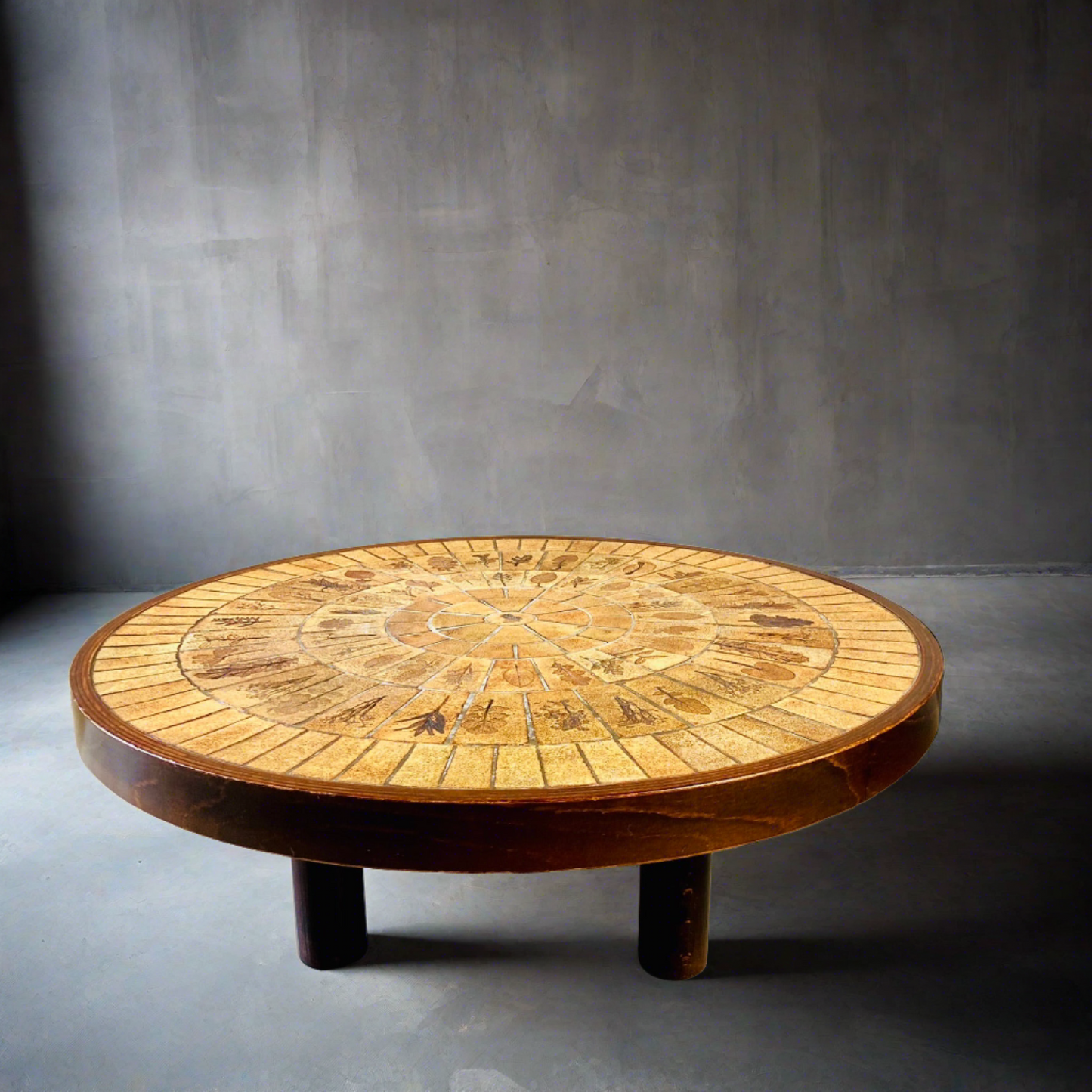 Runder, brutalistischer Keramik-Couchtisch von Roger Capron, Frankreich 1960