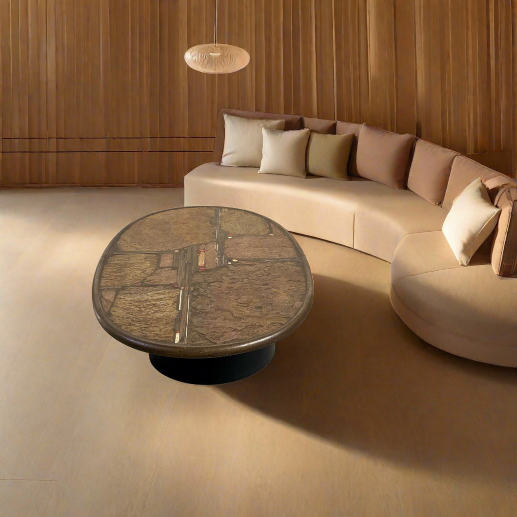 Brutalist Oval Coffee Table by Sculptor Paul Kingma Dutch Design Netherlands