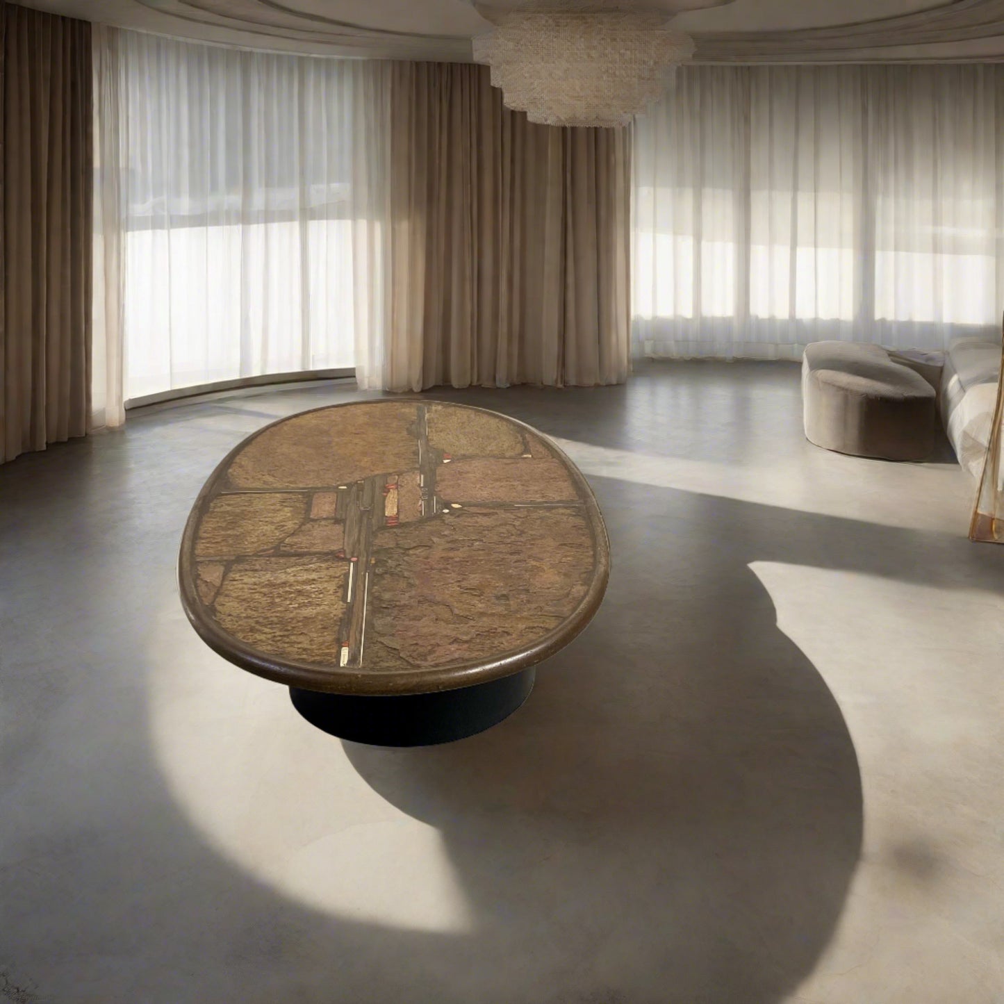 Brutalistischer ovaler Couchtisch des Bildhauers Paul Kingma, niederländisches Design