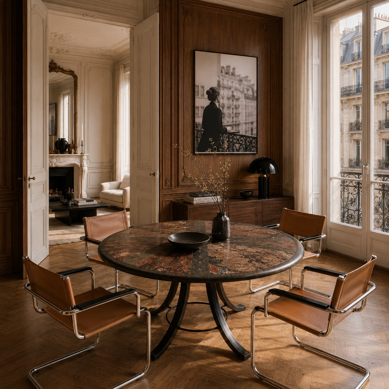 Brutalist Round Dining Table With Agate and Cast Iron Base by Paul Kingma 1980