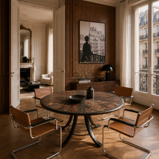 Brutalist Round Dining Table With Agate and Cast Iron Base by Paul Kingma 1980