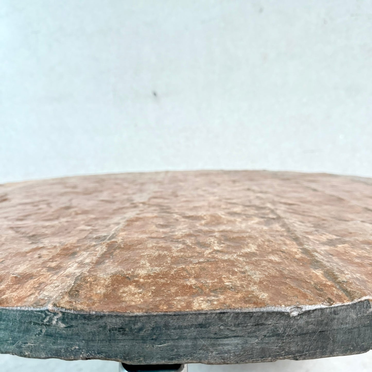 Brutalist Round Raw Slate Stone Coffee Table, France 1970