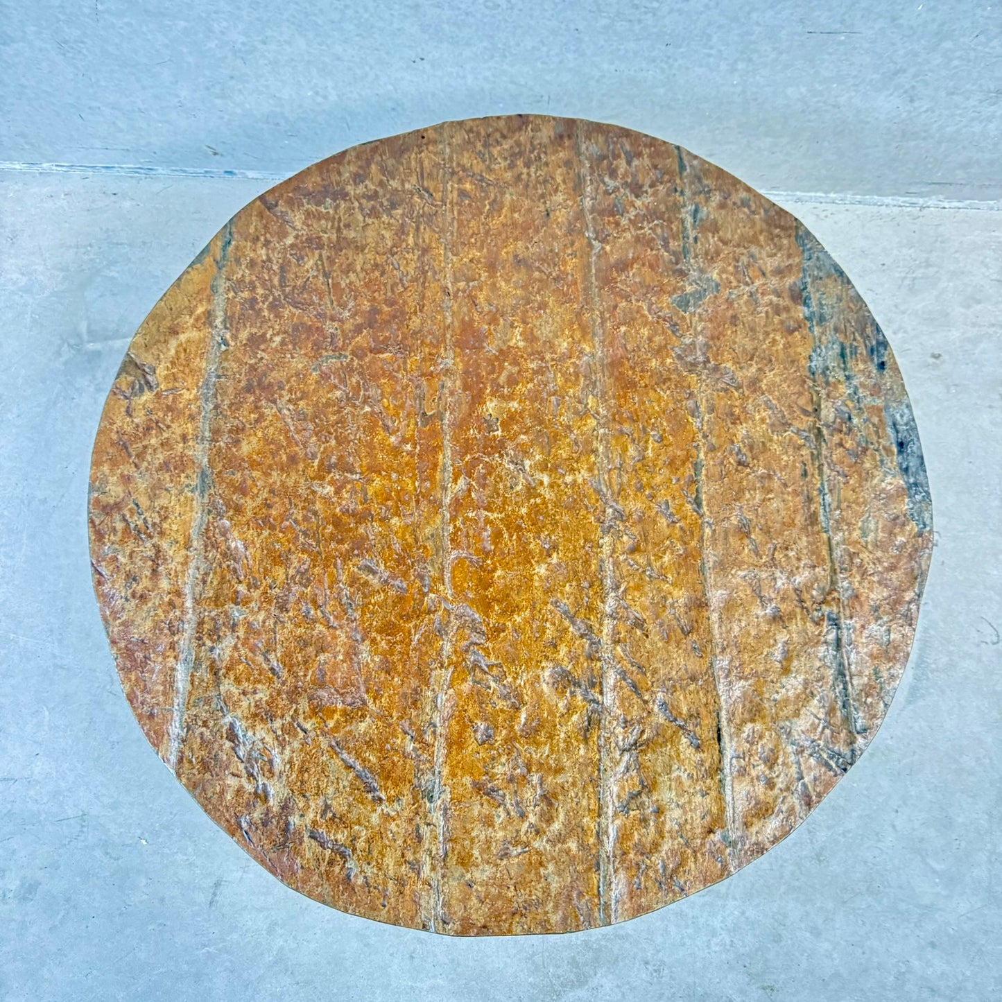 Brutalist Round Raw Slate Stone Coffee Table, France 1970