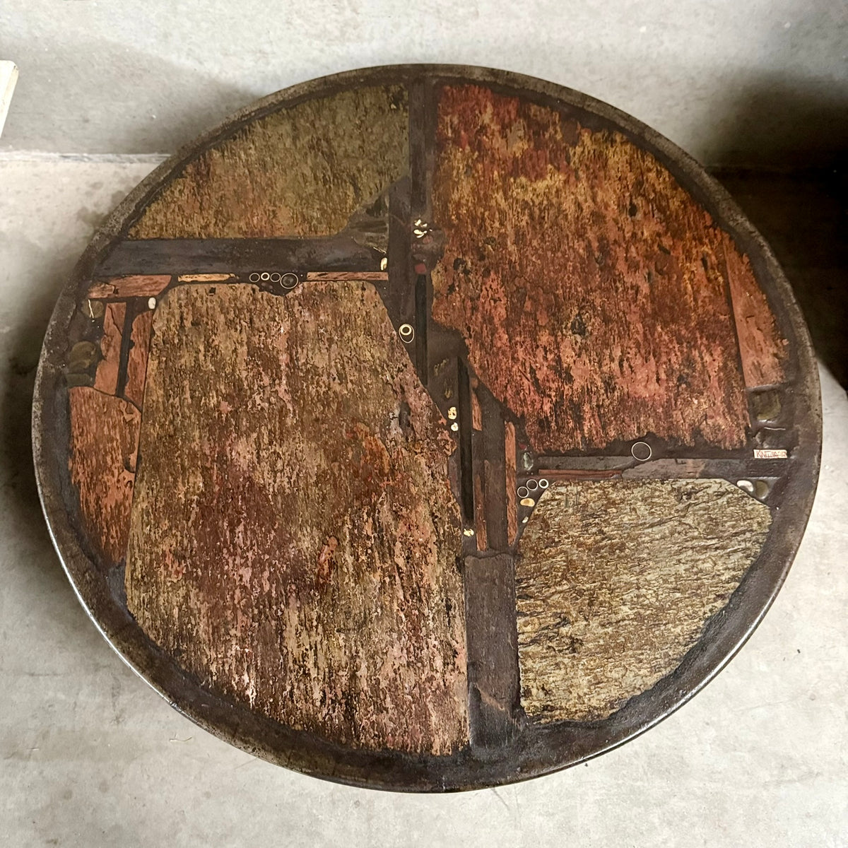 Brutalist Round Slate Stone Coffee Table by Paul Kingma, Netherlands 87