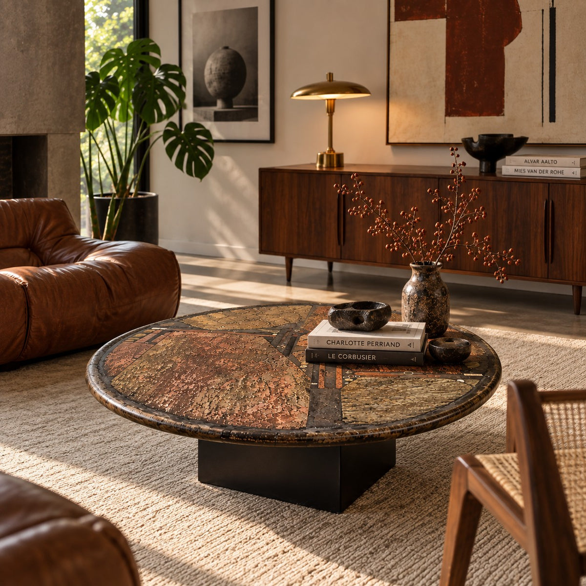 Brutalist Round Slate Stone Coffee Table by Paul Kingma, Netherlands 87