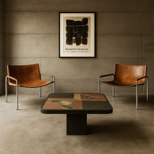 Load image into Gallery viewer, Brutalist Slate Stone Brass Coffee Table by Studio Stam 1980
