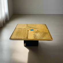 Load image into Gallery viewer, Brutalist Square Slate Stone Blue Agate Coffee Table by Paul Kingma 1996
