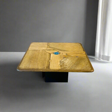 Load image into Gallery viewer, Brutalist Square Slate Stone Blue Agate Coffee Table by Paul Kingma 1996
