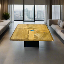 Load image into Gallery viewer, Brutalist Square Slate Stone Blue Agate Coffee Table by Paul Kingma 1996
