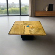 Load image into Gallery viewer, Brutalist Square Slate Stone Blue Agate Coffee Table by Paul Kingma 1996
