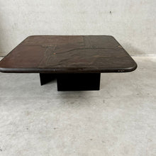 Load image into Gallery viewer, Brutalist Slate Stone Square Coffee Table by Sculpter Paul Kingma 1987
