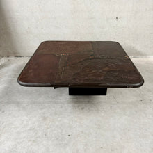 Load image into Gallery viewer, Brutalist Slate Stone Square Coffee Table by Sculpter Paul Kingma 1987
