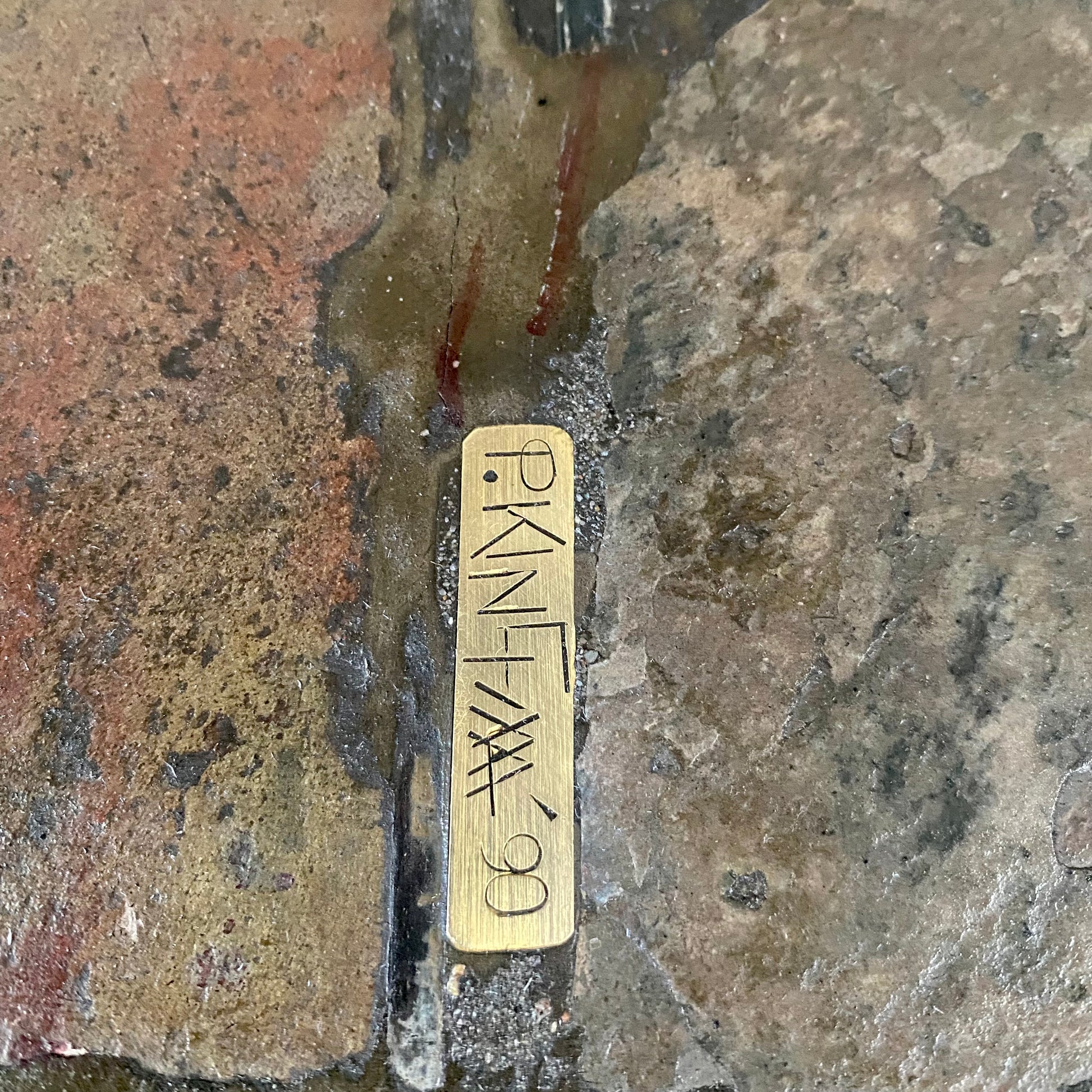 Brutalist Square Slate Stone Red Agate Coffee Table by Paul Kingma 1990