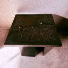 Load image into Gallery viewer, Brutalist Square Slate Stone Coffee Table by Paul Kingma 1985
