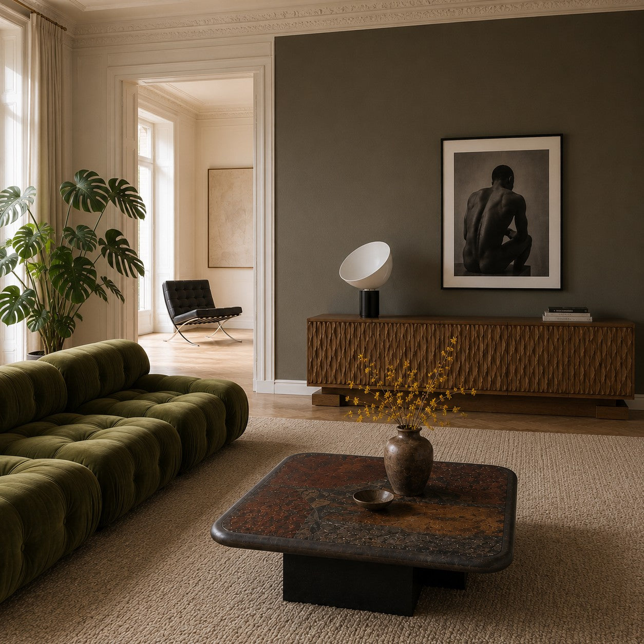 Brutalist Square Slate Stone Coffee Table by Sculptor Paul Kingma, Netherlands 1987