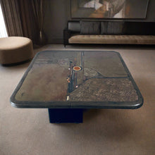 Load image into Gallery viewer, Brutalist Square Slate Stone Red Agate Coffee Table by Paul Kingma 1990
