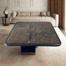 Load image into Gallery viewer, Brutalist Square Slate Stone Red Agate Coffee Table by Paul Kingma 1990
