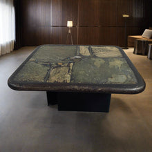 Load image into Gallery viewer, Brutalist Square Slate Stone White Agate Coffee Table by Paul Kingma 1991
