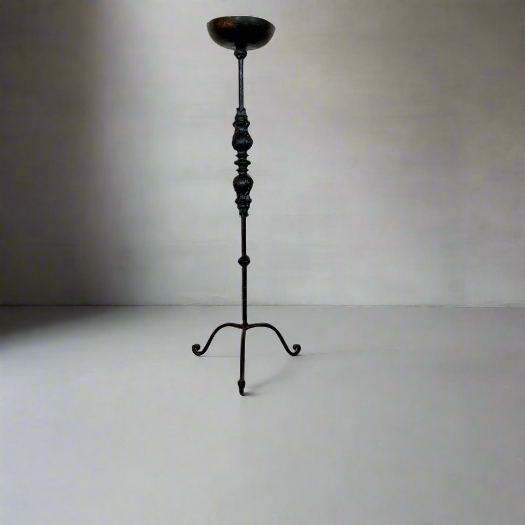 Brutalist Vintage Cast Iron Candle Holder