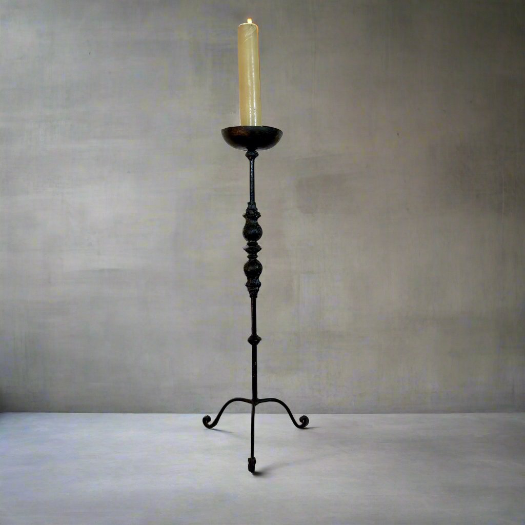 Brutalist Vintage Cast Iron Candle Holder