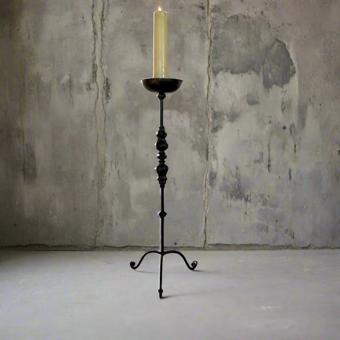 Brutalist Vintage Cast Iron Candle Holder