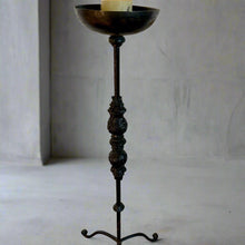 Load image into Gallery viewer, Brutalist Vintage Cast Iron Candle Holder
