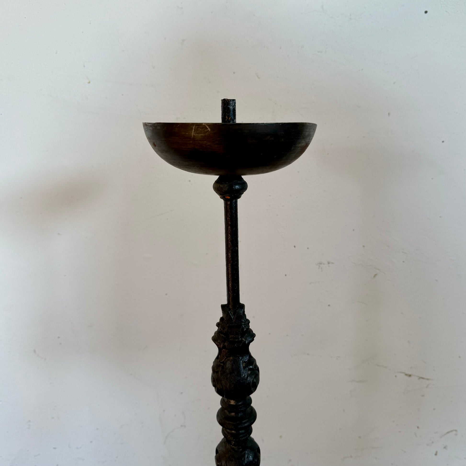 Brutalist Vintage Cast Iron Candle Holder