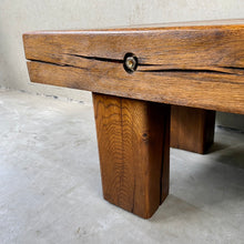 Load image into Gallery viewer, Solid Oak Rustic Brutalist Wabi Sabi Beam Coffee Table, France 1960
