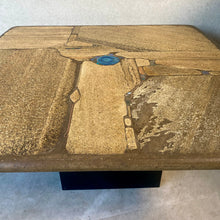 Load image into Gallery viewer, Brutalist Square Slate Stone Blue Agate Coffee Table by Paul Kingma 1996
