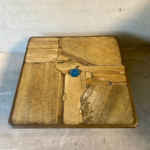 Load image into Gallery viewer, Brutalist Square Slate Stone Blue Agate Coffee Table by Paul Kingma 1996
