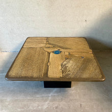 Load image into Gallery viewer, Brutalist Square Slate Stone Blue Agate Coffee Table by Paul Kingma 1996
