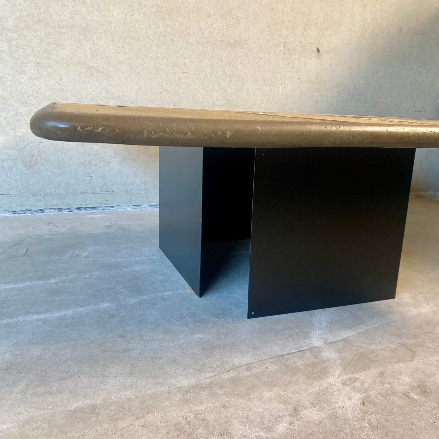 Table basse carrée brutaliste en ardoise et agate bleue de Paul Kingma, 1996