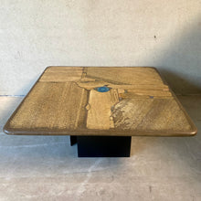 Load image into Gallery viewer, Brutalist Square Slate Stone Blue Agate Coffee Table by Paul Kingma 1996
