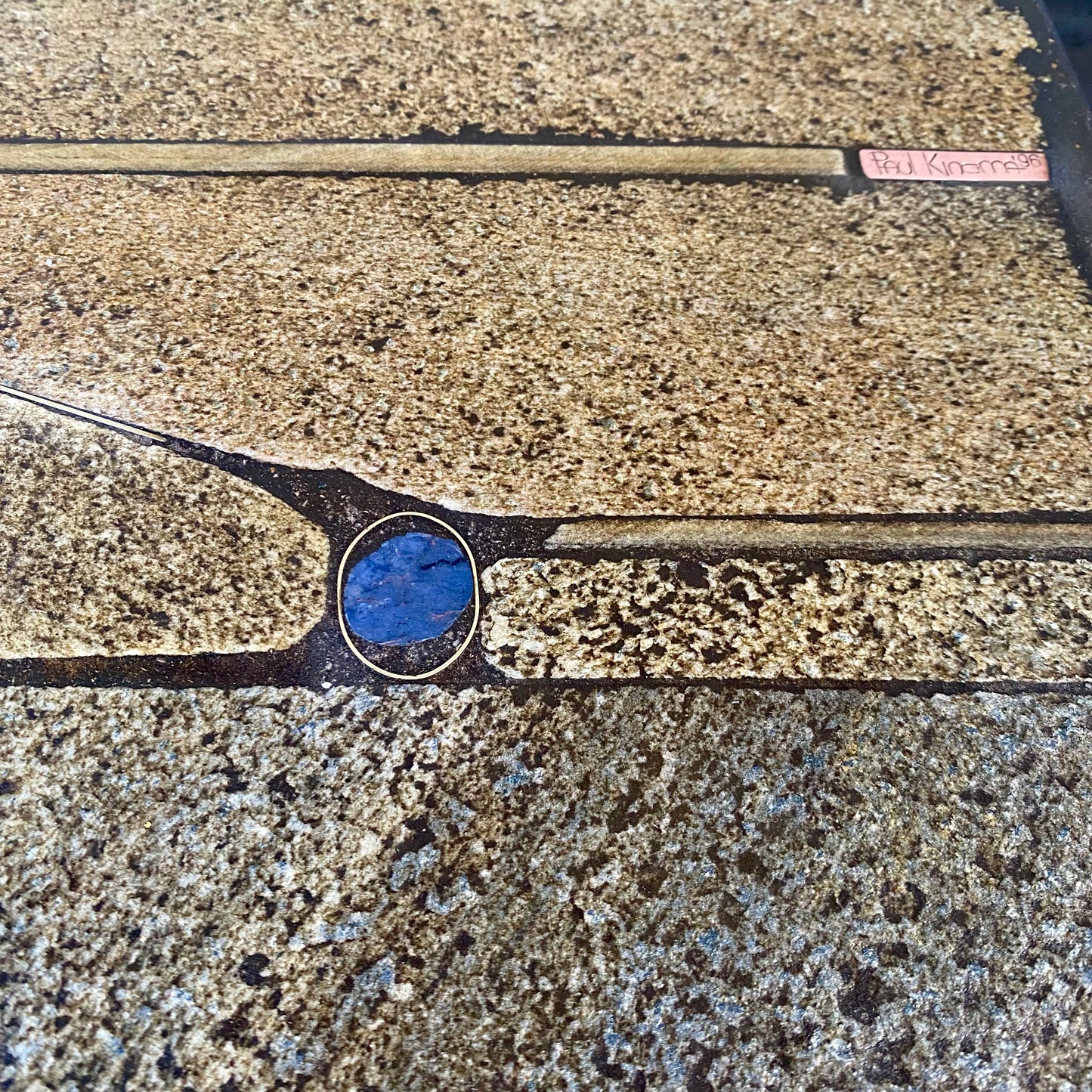 Table basse carrée brutaliste en ardoise et agate bleue de Paul Kingma, 1996