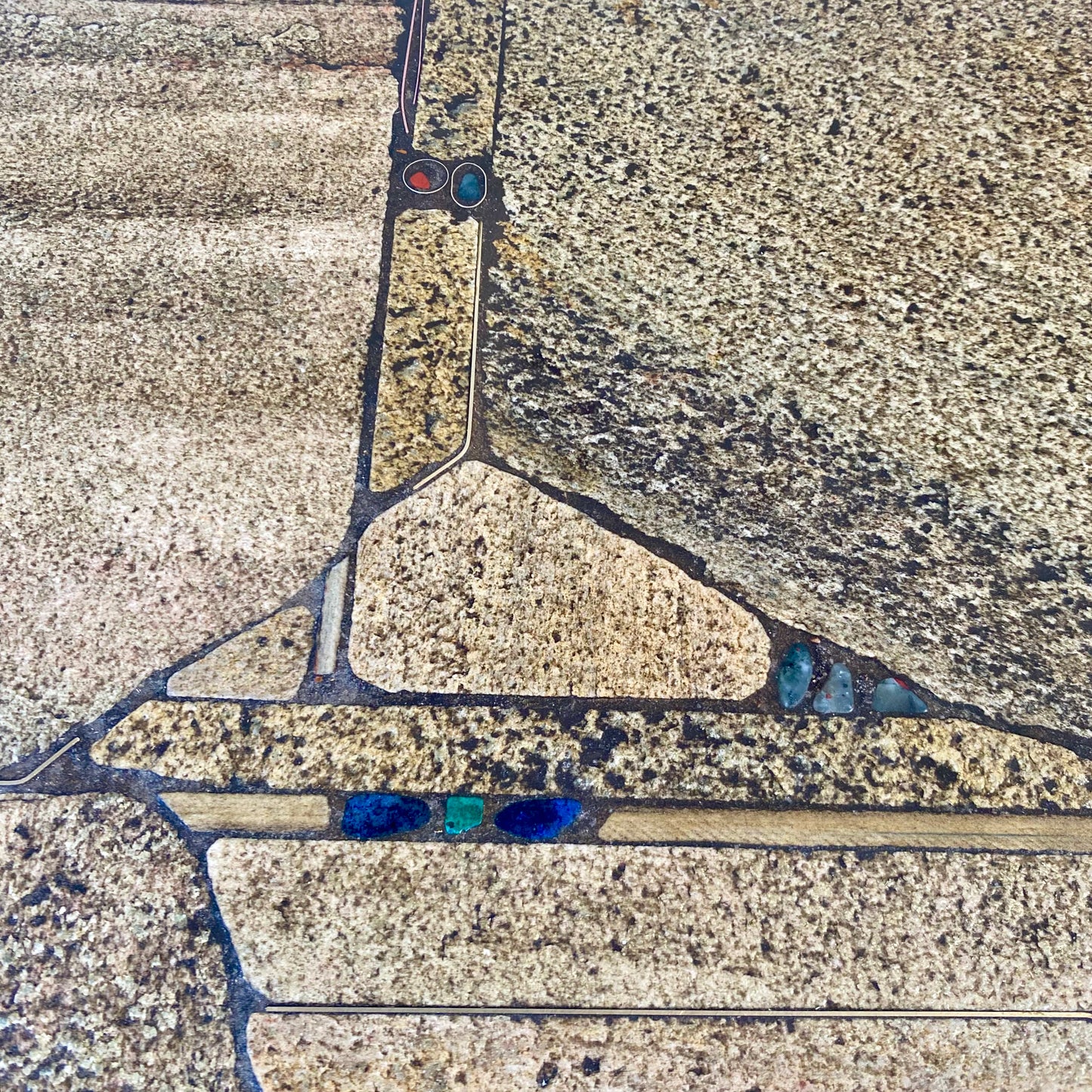Table basse carrée brutaliste en ardoise et agate bleue de Paul Kingma, 1996