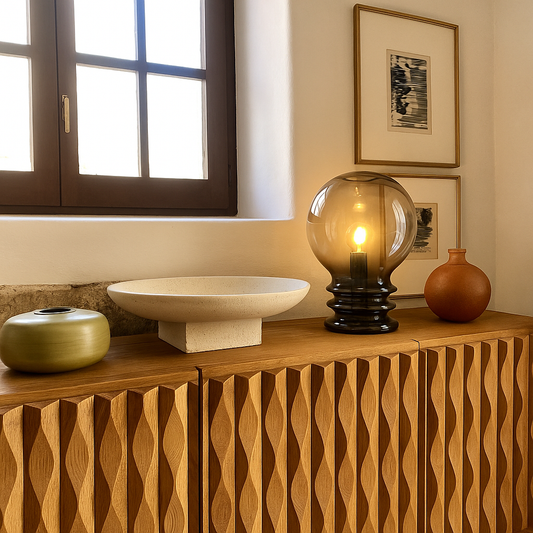 Lampe de table sculpturale en verre « Bulbe Lune » pour Glashütte, Limbourg, Allemagne, 1960