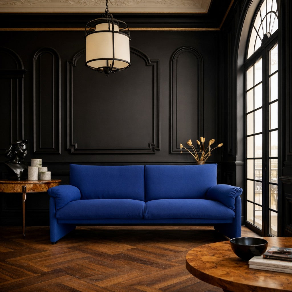 Blaues 2-Sitzer-Sofa „Palmaria 709“ von Vico Magistretti für Cassina, Italien