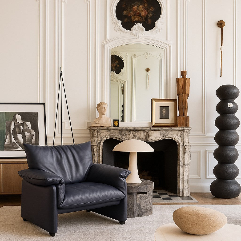 Fauteuil lounge "Palmaria" en cuir par Vico Magistretti pour Cassina, Italie 1980